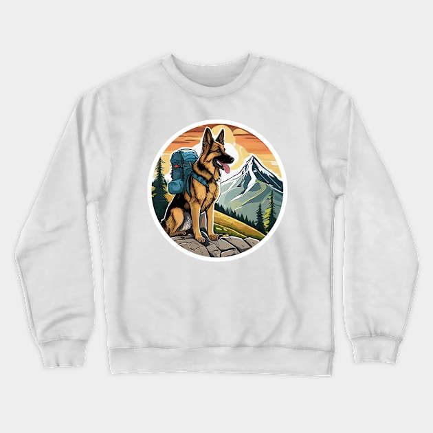 Vintage Retro Adventure Pup: Mountain Trails with German Shepherd Dog Crewneck Sweatshirt by POD24